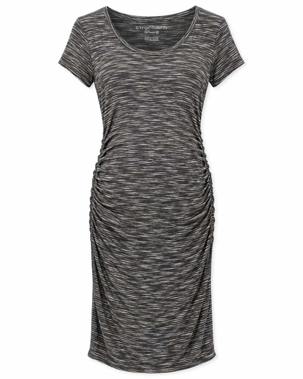 Liz Lange Maternity Dress Size S Black White Space Dye Ruched Bodycon